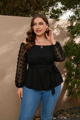 Plus Size Solid Color Stitching Shirt Top