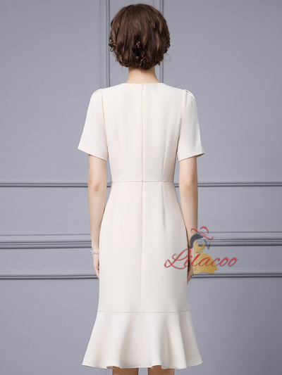 Apricot Short Sleeve Beading Mother Of The Bride Dress