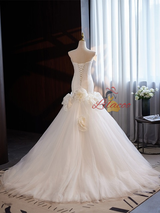 White Tulle Flower Wedding Dress