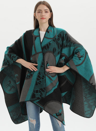 Thickened Cashmere Split Cloak Shawl