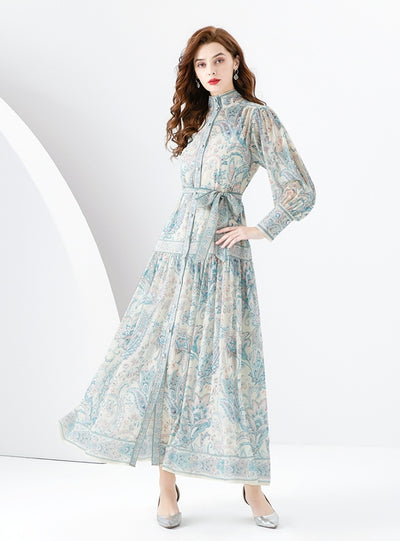 Retro Palace Long Sleeve Printed Dress