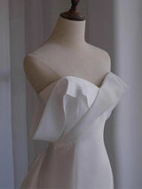 White Mermaid Bow Satin Wedding Dress