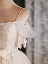 White Beading Tulle Lace Homecoming Dress