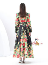 Palace Printed Breasted Lantern Sleeve Dress