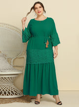 Lace Stitching Flared Sleeve Dress