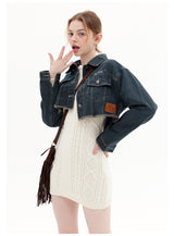 Short Raw Lapels Denim Jacket