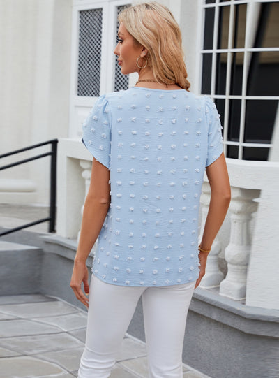 Jacquard Round Neck Short Sleeve Shirt