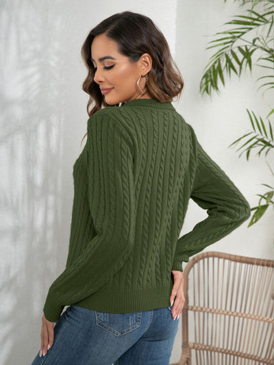 Lapel Twist Pullover Loose Sweater