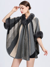 Jacquard Plus Size Knitted Shawl Cloak Coat