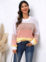 Casual Loose Round Neck Contrast Sweater