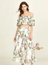 Sling Short-sleeved Shirt Skirt Pinted Suit