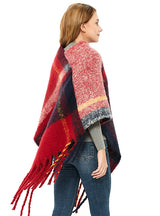 Thick Thick Tassel Color Matching Pullover Cloak