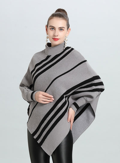 Irregular Striped Bat Sleeve Cloak