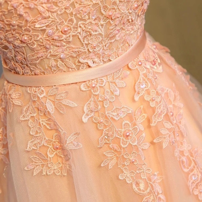 Orange Tulle Appliques V-neck Homecoming Dress