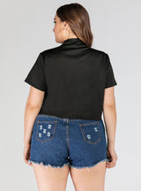 Plus Size Solid Color Short Loose T-shirt
