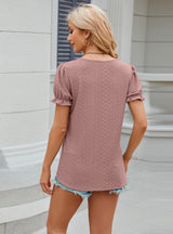 Solid Color V-neck Loose Short-sleeved T-shirt