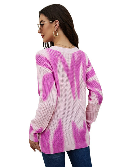 Printing Long-sleeved Round Neck Loose Sweater
