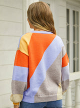 Striped Stitching Round Neck Sweater