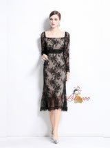 Wide Collar Elastic Pleated Dress