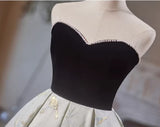 Black Velvet Strapless Pearls Homecoming Dress