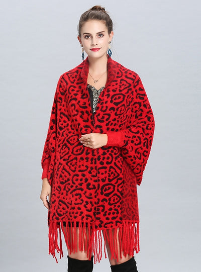 Jacquard Long Tassel Knitted Shawl