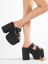 Thick-soled Waterproof Platform Metal Wedge Slippers