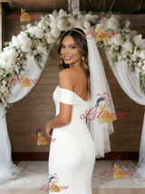 White Mermaid Off the Shoulder Pleats Wedding Dress