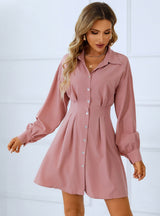 Long Sleeve Solid Color Shirt Dress