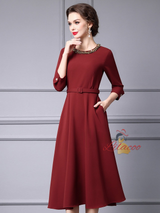 Burgundy Short Sleeve Mother Of The Bride Dress