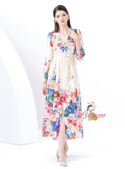 Palace Retro Lantern Sleeve Button Split Printed