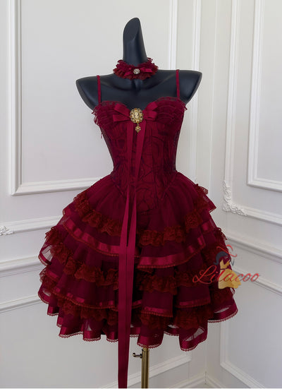 Retro Sling Lace Cake Fluffy Dress