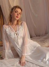 Satin Perspective Gauze Stitching Nightdress