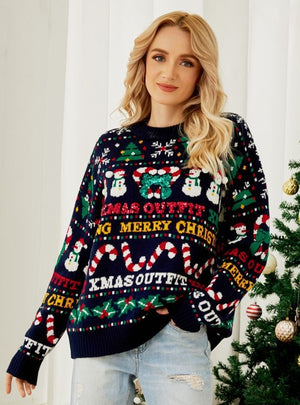 Loose Christmas Tree Crewneck Sequined Sweater