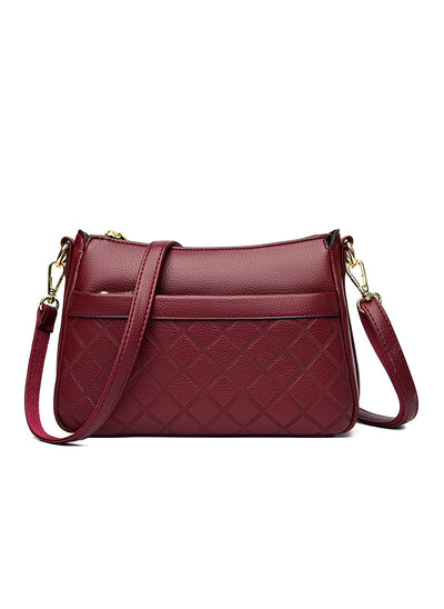 Soft Leather Rhombic Shoulder Crossbody Bag