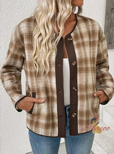 Plaid Casual Plaid Cardigan Coat