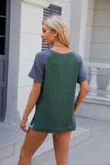Round Neck Split Loose Short Sleeve T-shirt