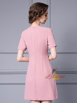 Pink Short Sleeve Mother Of The Bride Dress