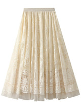 Women Beaded Lace Gauze Skirt