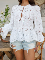 Loose Lace Solid Color Top Shirt