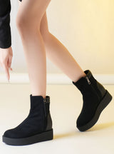 Thick-soled Splicing Side Zipper Boots