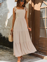 Open-back Solid Color Sling Dress