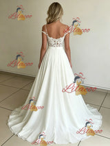 White Chiffon Lace Wedding Dress