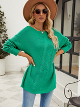 Solid Color Buttoned Loose Pullover Sweater