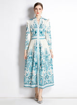 Retro Palace Long Sleeve Printed Slim Dress