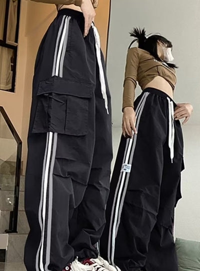 Sports High Waist Loose Straight Overalls