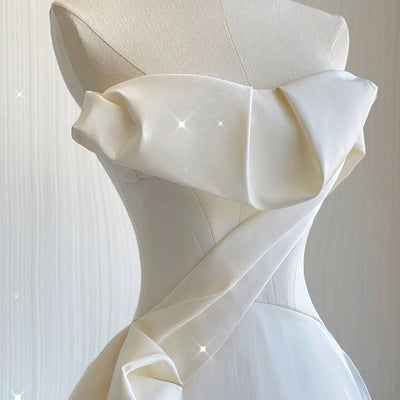 Ivory Satin Tulle Wedding Dress