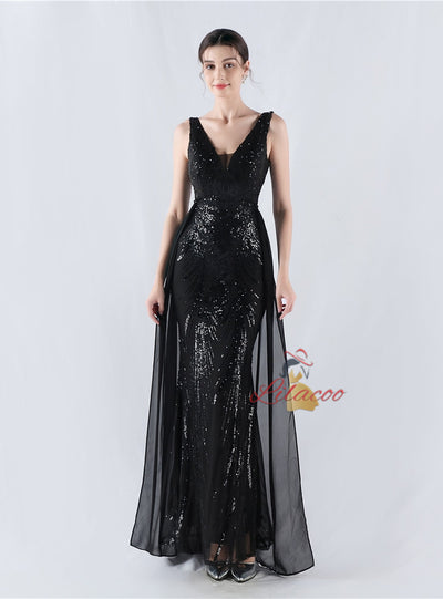 Mermaid V-neck Sequins Beading Prom Dress