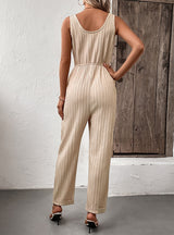 Solid Color Vest Pocket Jumpsuit