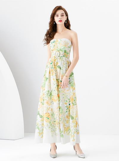 Tube Top Printed Long Dress