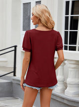 Women Bubble Sleeve Loose T-shirt